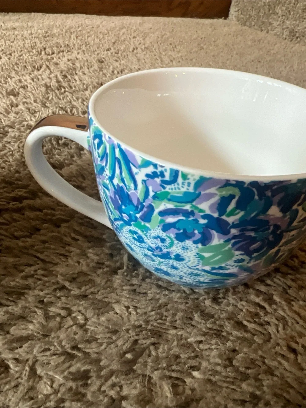 Lilly Pulitzer Coffee Mugs Set of 2 High Maintenance Blue Purple Floral Ceramic